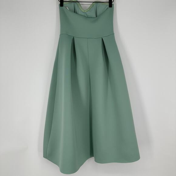 ASOS Design Wrap Bodice Bandeau Prom Formal Midi Scuba Dress Frosty Sage 4 - Picture 6 of 10